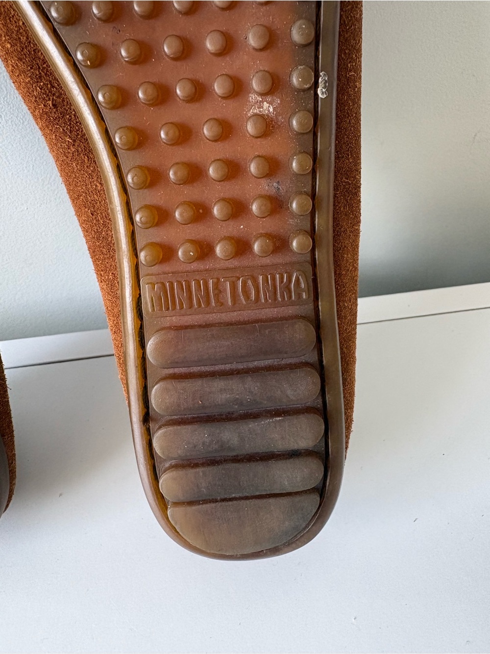 Minnetonka Thunderbird II Moccasins Brown Suede Beaded Leather Loafers Size 7 - Picture 2 of 13